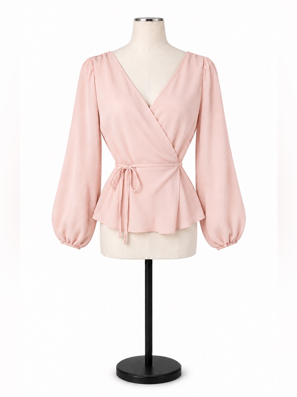 Crew Light Pink V-Neck Wrap Blouse Long Sleeve Size 14